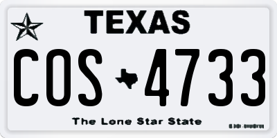 TX license plate COS4733