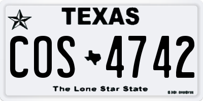 TX license plate COS4742