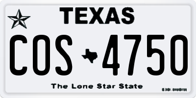 TX license plate COS4750