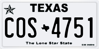 TX license plate COS4751