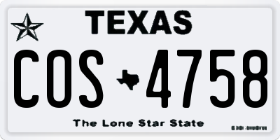TX license plate COS4758