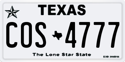 TX license plate COS4777