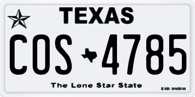 TX license plate COS4785