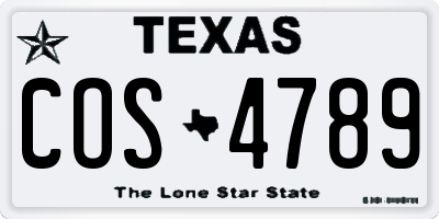 TX license plate COS4789