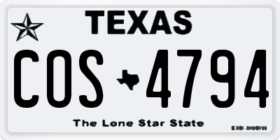 TX license plate COS4794
