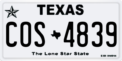 TX license plate COS4839