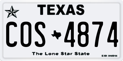 TX license plate COS4874