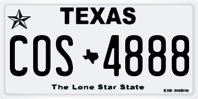 TX license plate COS4888