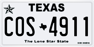 TX license plate COS4911