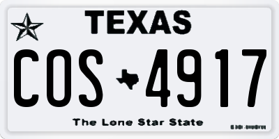 TX license plate COS4917
