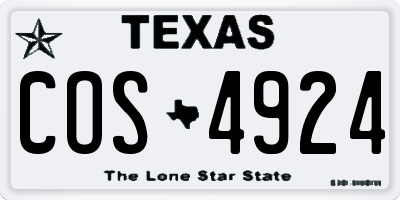 TX license plate COS4924