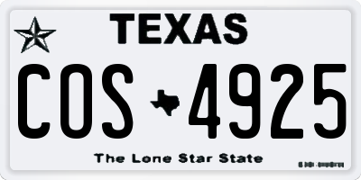 TX license plate COS4925