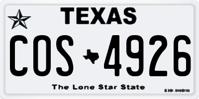 TX license plate COS4926