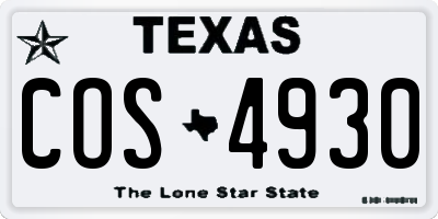 TX license plate COS4930
