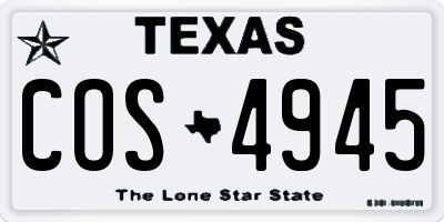 TX license plate COS4945