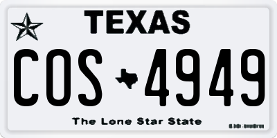 TX license plate COS4949