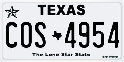 TX license plate COS4954