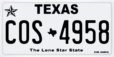 TX license plate COS4958