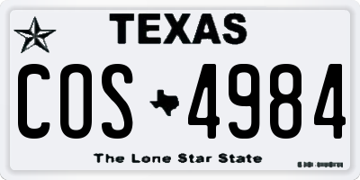 TX license plate COS4984