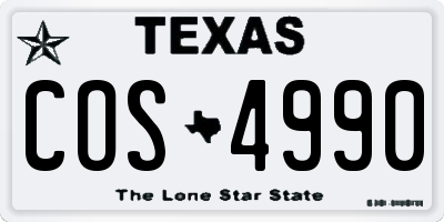 TX license plate COS4990