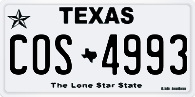 TX license plate COS4993
