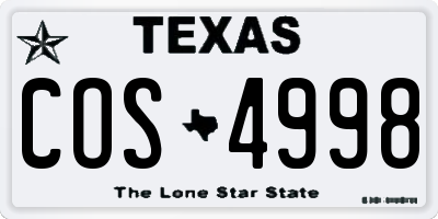 TX license plate COS4998
