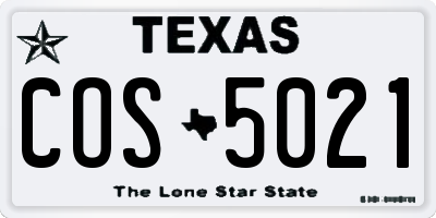 TX license plate COS5021