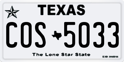 TX license plate COS5033