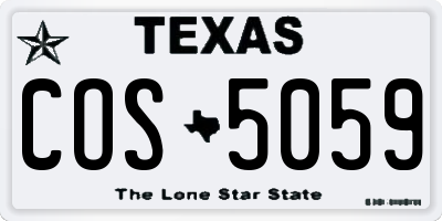 TX license plate COS5059
