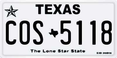 TX license plate COS5118
