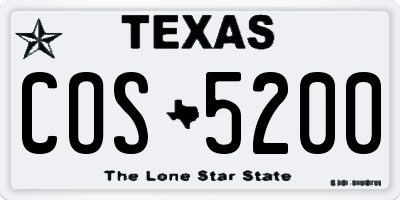 TX license plate COS5200