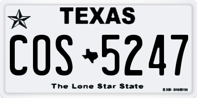 TX license plate COS5247