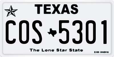TX license plate COS5301