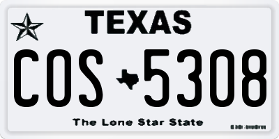 TX license plate COS5308