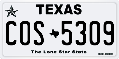 TX license plate COS5309