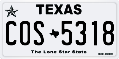 TX license plate COS5318