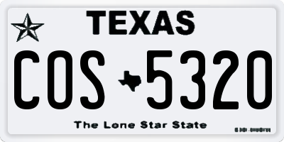 TX license plate COS5320