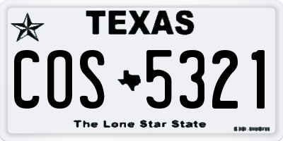 TX license plate COS5321