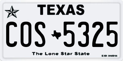 TX license plate COS5325