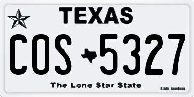 TX license plate COS5327