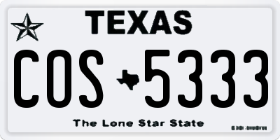TX license plate COS5333