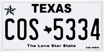 TX license plate COS5334