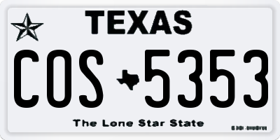 TX license plate COS5353