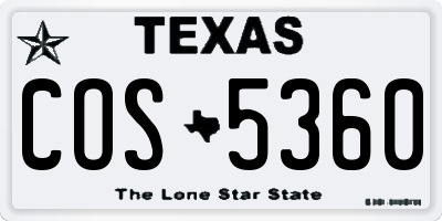 TX license plate COS5360
