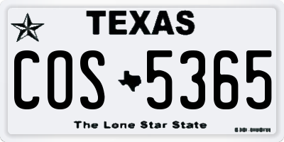 TX license plate COS5365