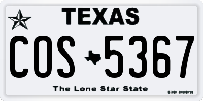TX license plate COS5367