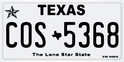 TX license plate COS5368