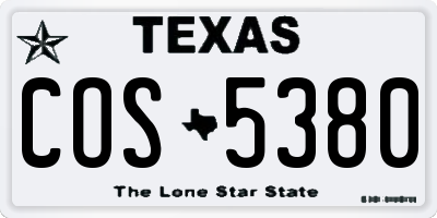 TX license plate COS5380