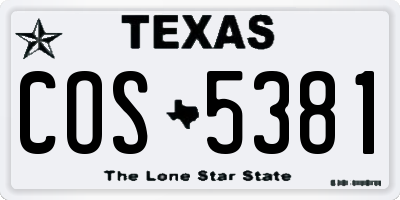 TX license plate COS5381