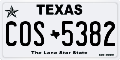 TX license plate COS5382